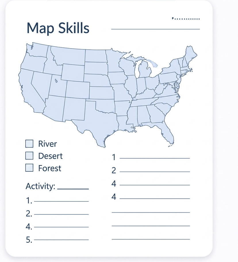 Map Skills worksheet preview